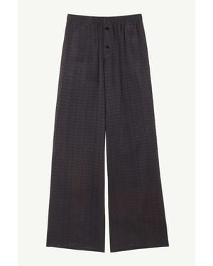 MM6 by Maison Margiela Viscose Blend Jacquard Trousers - Blue