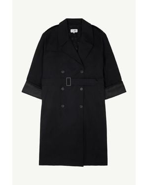 MM6 by Maison Margiela Cotton Twill Trench Coat - Black