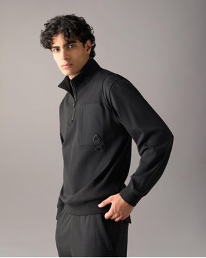 Moose Knuckles Dalon Sweatshirt Mit Viertelreißverschluss - Schwarz