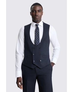 Moss Tailored Fit Puppytooth Waistcoat - Blue