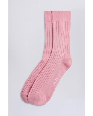 Moss Pale Fine Ribbed Socks - Pink