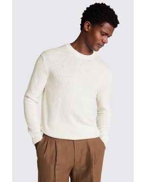 Moss Ecru Slouchy Bouclé Crew Neck Jumper - White