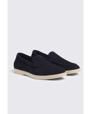 Moss Lewisham Relaxed Suede Loafers - Blue