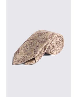 Tessitura bottinelli Italian Camel & Burgundy Silk Paisley Tie - Natural