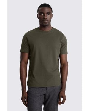 Moss Khaki Cotton Crew-Neck T-Shirt - Black