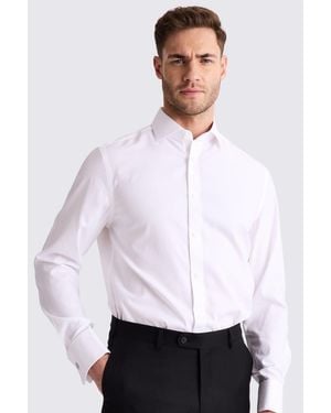 Moss Tailored Fit Pinpoint Oxford Non-Iron Cotton Shirt - White