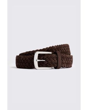 Moss Suede Woven Belt - Brown