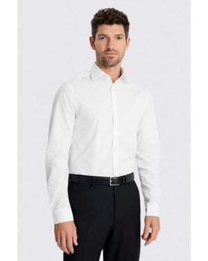 Moss Slim Fit Stretch Contrast Shirt - White