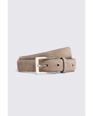 Moss Suede Belt With Brushed-Metal Buckle - Natural
