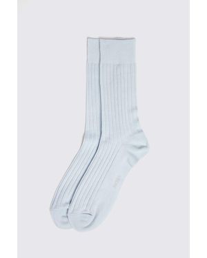 Moss Light Fine Ribbed Socks - Blue