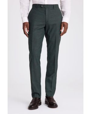 Moss Slim Fit Dark Puppytooth Trousers - Blue