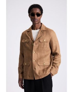 Moss Linen Safari Shacket - Metallic
