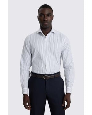 Moss Tailored Fit & Wide Stripe Cotton Shirt - White