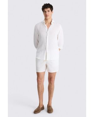 Moss Neutral Stripe Swim Shorts - White