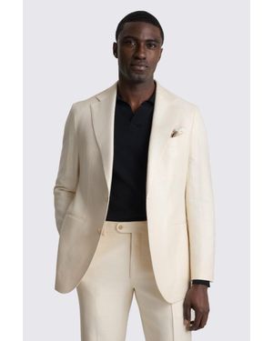 E thomas Italian Tailored Fit Off Twill Suit Jacket - Natural