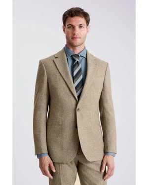 Moss Tailored Fit Herringbone Tweed Suit Jacket - Natural