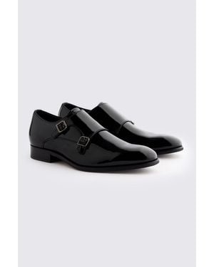 John White Haydon Patent Double Monk Shoe - Black