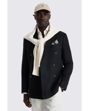 Moss Tailored Fit Linen-Blend Jacket - Black