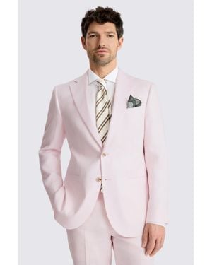 Moss Tailored Fit Pale Linen Suit Jacket - Pink