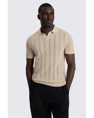 Moss Light Pointelle Linen-Blend Skipper Polo Shirt - Natural