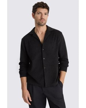 Moss Terry Towelling Button Through Shirt - Black