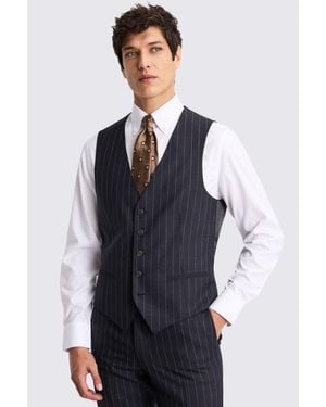 Barberis Italian Tailored Fit Stripe Waistcoat - Blue