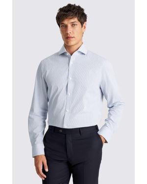 Moss Tailored Fit Narrow Stripe Shirt - White