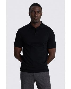Moss Merino Knitted Polo Shirt - Black