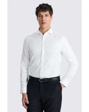 Moss Slim Fit Dobby Cotton Shirt - White