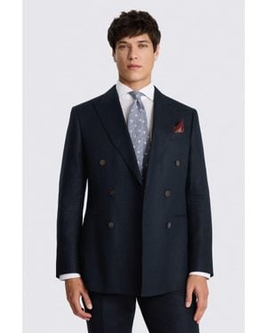 Moss Tailored Fit Twill Linen Suit Jacket - Blue