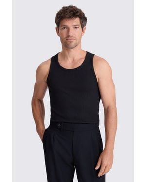 Moss Ribbed Cotton Vest - Black