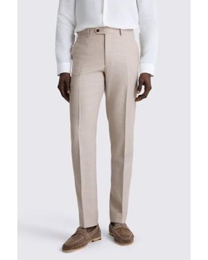 E thomas Italian Tailored Fit Neutral Trousers - White