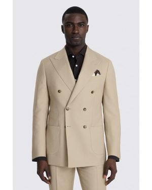 Barberis Italian Tailored Fit Latte Twill Suit Jacket - Natural