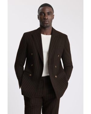 Moss Slim Fit Stripe Suit Suit Jacket - Black