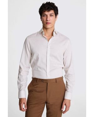 Moss Tailored Fit Neutral Melange Shirt - White