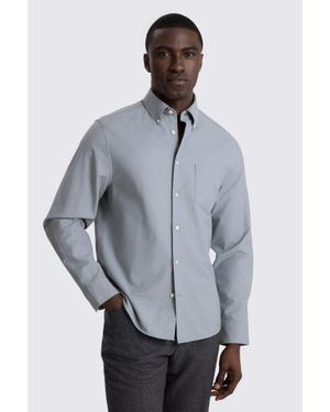 Moss Mid Washed Cotton Oxford Shirt - Grey