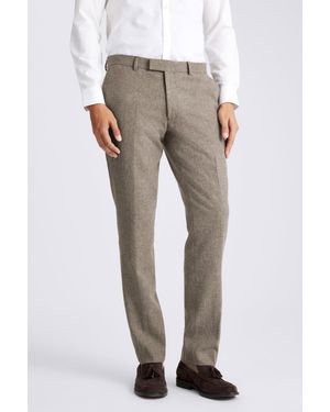 Moss Slim Fit Stone Donegal Trousers - Natural