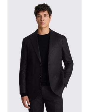 Moss Tailored Fit Twill Linen Suit Jacket - Black