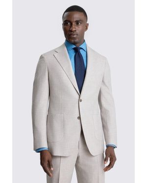 Barberis Tailored Fit Neutral Wool Cotton Suit Suit Jacket - White