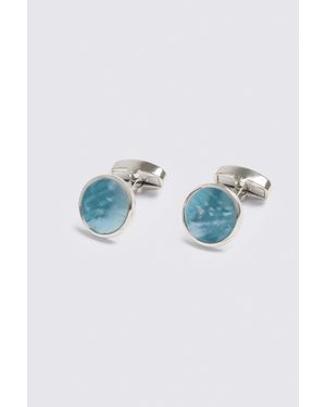 Moss Mother Of Pearl Cufflinks - Blue