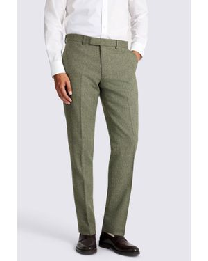 Moss Slim Fit Sage Herringbone Trousers - Green