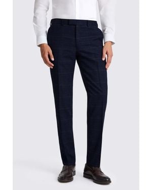 Moss Slim Fit Check Trousers - Blue