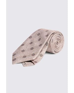 Moss Cream Medallion Tie - Pink