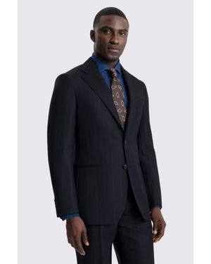 Barberis Italian Tailored Fit Stripe Suit Suit Jacket - Blue