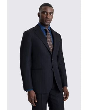 Barberis Italian Tailored Fit Stripe Suit Suit Jacket - Blue