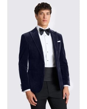 Moss Slim Fit Ink Velvet Jacket - Blue
