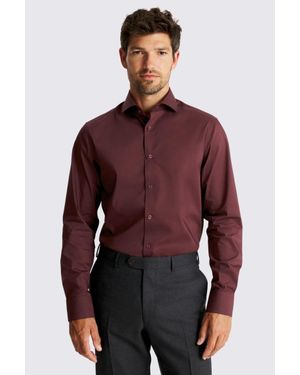 Moss Tailored Fit Wine Stretch Shirt