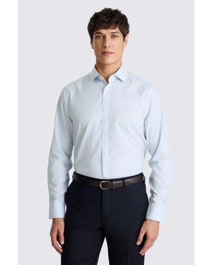 Moss Tailored Fit Light Bengal Stripe Non-Iron Cotton Shirt - White
