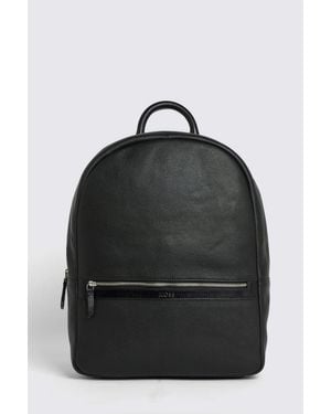 Moss Grained Leather Backpack - Black