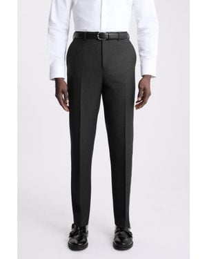 Moss Regular Fit Charcoal Twill Trousers - Black